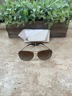 Michael Kors Aviator Sunglasses in Gold with Brown Gradient Lenses